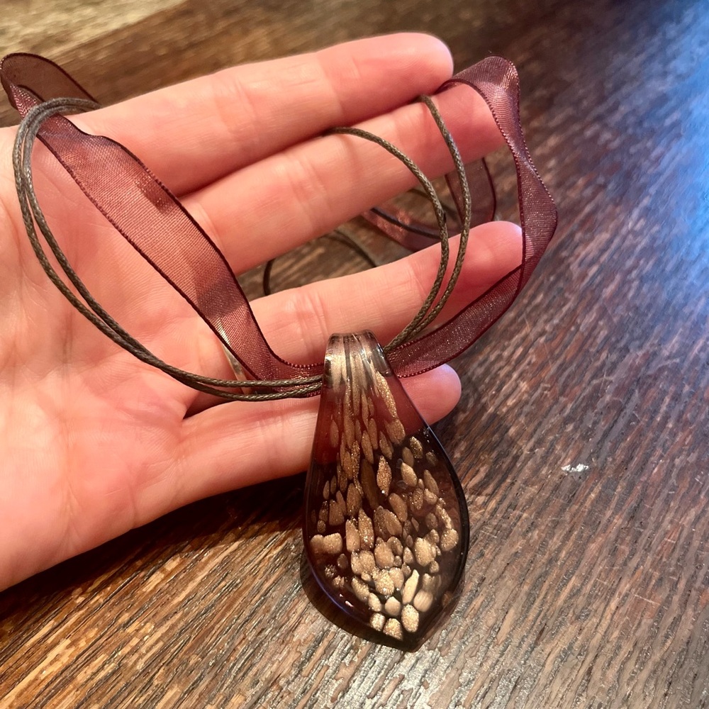 Brown Glass Pendant Necklace